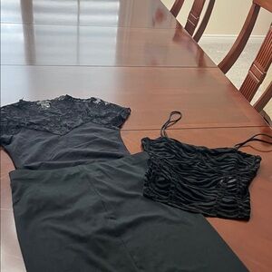 Elegant Black Lace Dress and Top Set